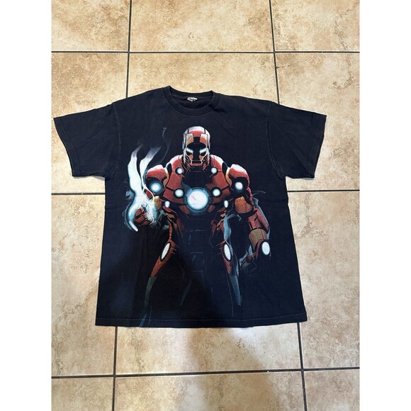 Vintage Marvel Iron Man Black Shirt Delta‎ Pro Weight Y2K Size Medium - Picture 1 of 3
